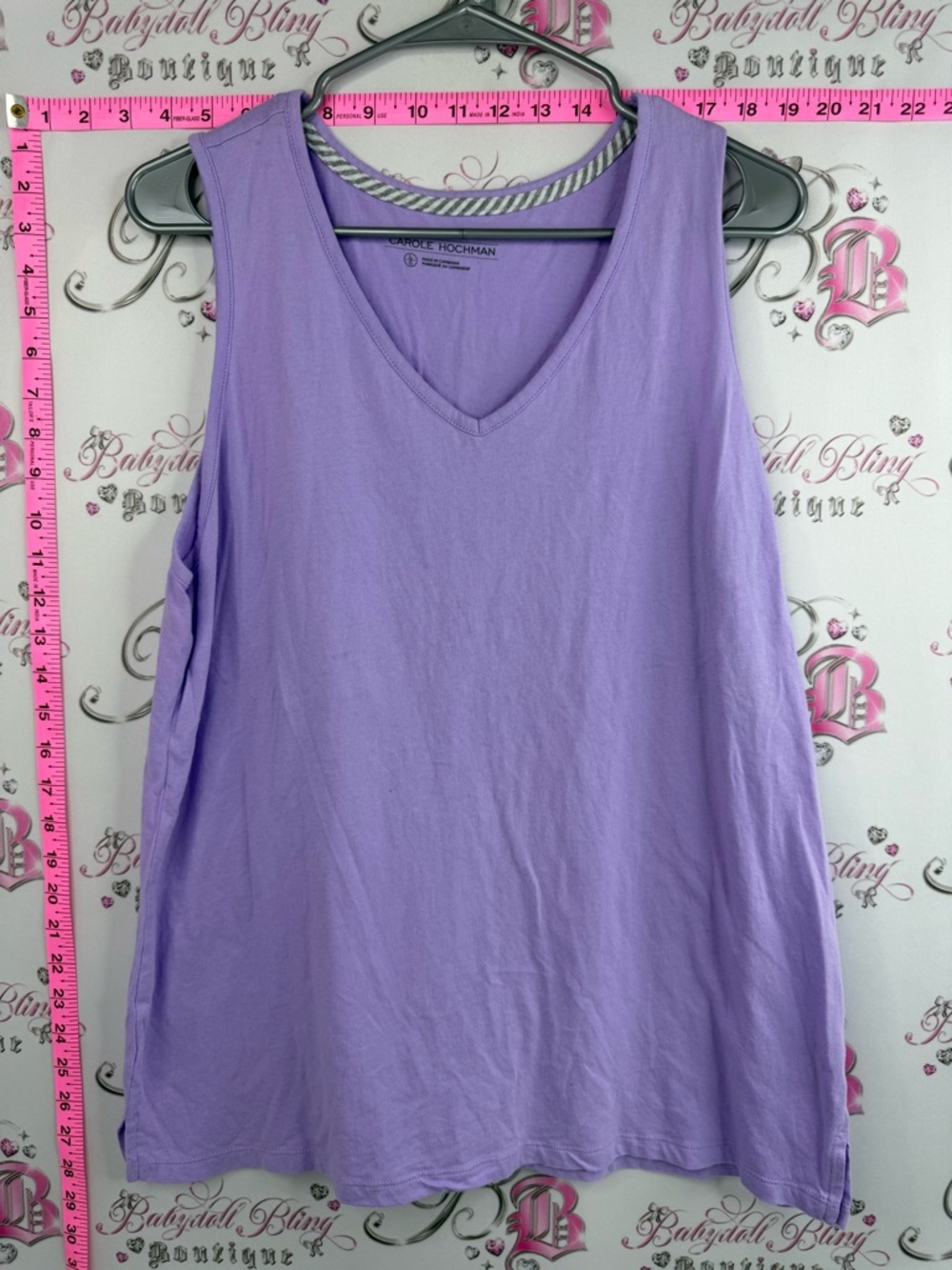 Midnight by Carole Hochman top short lilac Lavender V‑Neck Sleeveless Tank Top